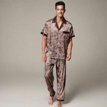 ZUEVI Men's Silk Satin Dragon Pajamas Set - Luxurious Loungewear