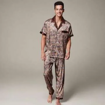 ZUEVI Men's Silk Satin Dragon Pajamas Set - Luxurious Loungewear