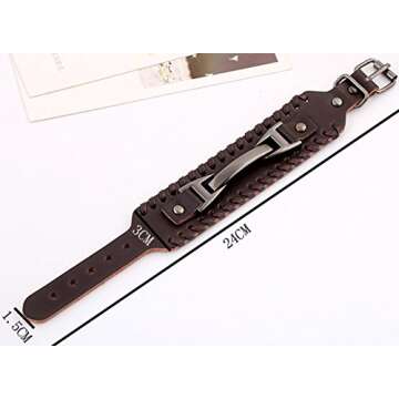 Hamoery Men Leather Bracelet Punk Braided Rope Alloy Bracelet Bangle Wristband