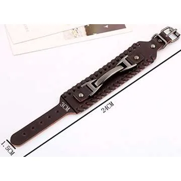 Hamoery Men Leather Bracelet Punk Braided Rope Alloy Bracelet Bangle Wristband