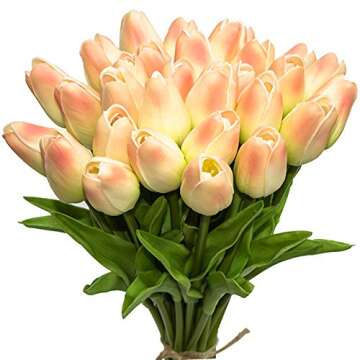 JOEJISN 30pcs Real Touch Tulip Bouquet for All Occasions