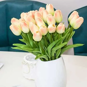 JOEJISN 30pcs Real Touch Tulip Bouquet for All Occasions