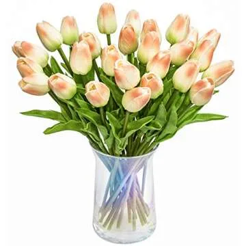 JOEJISN 30pcs Real Touch Tulip Bouquet for All Occasions