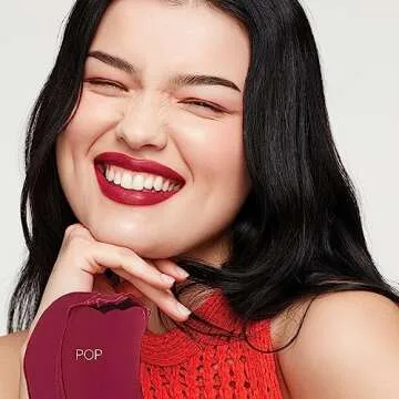 Saie Lip Blur Soft Matte Lipstick - Long Lasting Lipstick with Hydrating, Buildable Coverage - Enriched with Hyaluronic Acid + Softening Jojoba to Nourish Lips - Pop (0.07 oz)