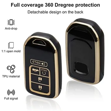 SUNCARACCL Honda Key Fob Cover with Leather Keychain