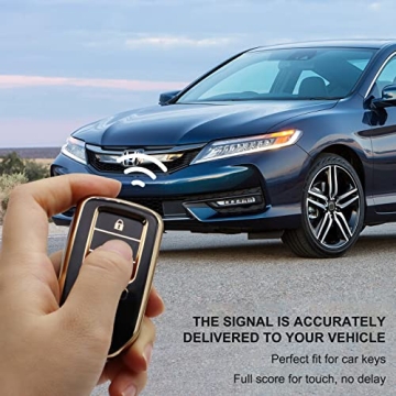 SUNCARACCL Honda Key Fob Cover with Leather Keychain