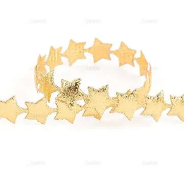 AUEAR, Polyester Star Ribbon Trim Gold Decorations Embellishment for Holiday Wedding Gift Cake Wrapping