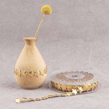 AUEAR, Polyester Star Ribbon Trim Gold Decorations Embellishment for Holiday Wedding Gift Cake Wrapping