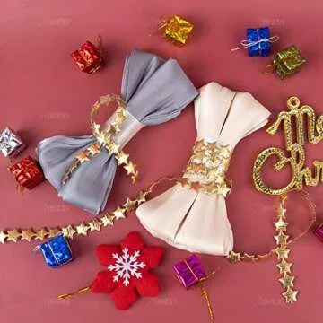 AUEAR, Polyester Star Ribbon Trim Gold Decorations Embellishment for Holiday Wedding Gift Cake Wrapping