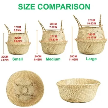 AXIESO Hand Woven Seagrass Basket for Stylish Storage