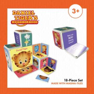 CreateOn Daniel Tigers Neighborhood: Daniel’s Many Feeling’s Magna-Tiles Structure Set, Magnetic Kids Building Toys, Educational Stem Toys for Ages 3+, 18 Pieces
