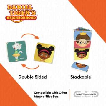 CreateOn Daniel Tigers Neighborhood: Daniel’s Many Feeling’s Magna-Tiles Structure Set, Magnetic Kids Building Toys, Educational Stem Toys for Ages 3+, 18 Pieces
