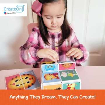 CreateOn Daniel Tigers Neighborhood: Daniel’s Many Feeling’s Magna-Tiles Structure Set, Magnetic Kids Building Toys, Educational Stem Toys for Ages 3+, 18 Pieces
