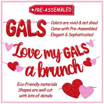 Love My Gals A Brunch Banner Happy Galentines Day Party Decorations for Girlfriends Girly Gatherings...