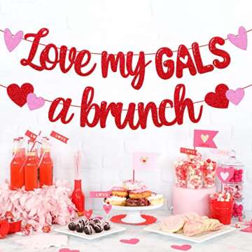 Love My Gals A Brunch Banner Happy Galentines Day Party Decorations for Girlfriends Girly Gatherings Lover Bridal Shower Valentines Day Romantic Party Decorations