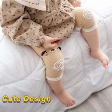 Legsleeve for Crawling - 5 Pack Anti Slip Unisex Baby Knee Protectors - Toddler Knee Pads Gift Idea for Baby Yellow Orange Pink Blue Khaki Animal