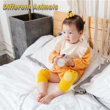 Legsleeve for Crawling - 5 Pack Anti Slip Unisex Baby Knee Protectors - Toddler Knee Pads Gift Idea for Baby Yellow Orange Pink Blue Khaki Animal