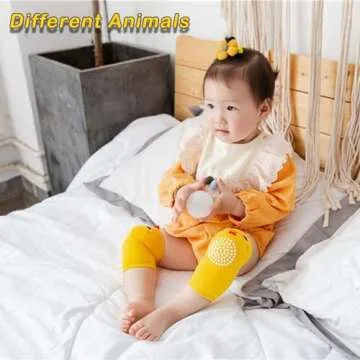 Legsleeve for Crawling - 5 Pack Anti Slip Unisex Baby Knee Protectors - Toddler Knee Pads Gift Idea for Baby Yellow Orange Pink Blue Khaki Animal