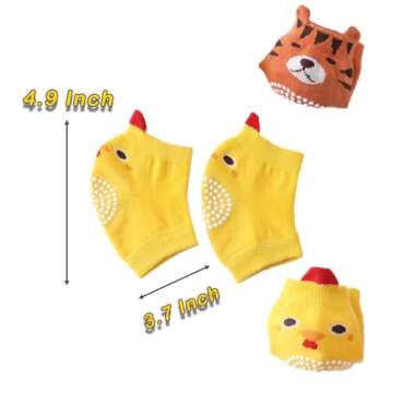 Legsleeve for Crawling - 5 Pack Anti Slip Unisex Baby Knee Protectors - Toddler Knee Pads Gift Idea for Baby Yellow Orange Pink Blue Khaki Animal