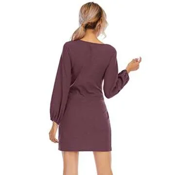 R.Vivimos Women's Elegant Tie Waist Sweater Dress - Autumn/Winter Style