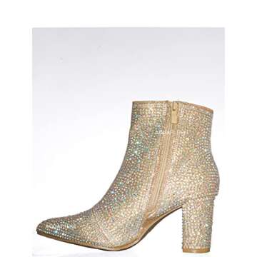 Rhinestone Chunky Heel Ankle Bootie for Stylish Women