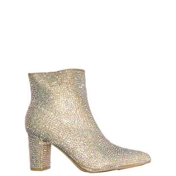 Rhinestone Chunky Heel Ankle Bootie for Stylish Women