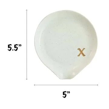 COLLECTIVE HOME - Large Ceramic Spoon Rest, Monogram Ceramic Spoon Holder, 5 Inches Spoon Holder for Stove, Coffee Bar, and Kitchen, Ideal for Large Spoons and Soup Spoons (gold-s)