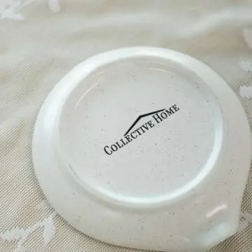 COLLECTIVE HOME - Large Ceramic Spoon Rest, Monogram Ceramic Spoon Holder, 5 Inches Spoon Holder for Stove, Coffee Bar, and Kitchen, Ideal for Large Spoons and Soup Spoons (gold-s)