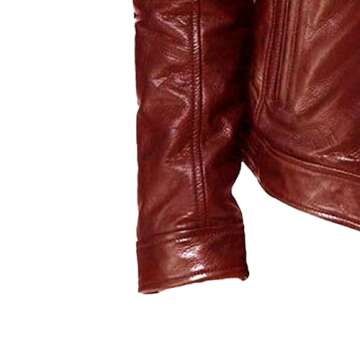 Men Faux Leather Zip Up Jacket Stand Collar Leather Motorcycle Jacket Lightweight Bomber Outwear PU Coat (XL 码,Red)
