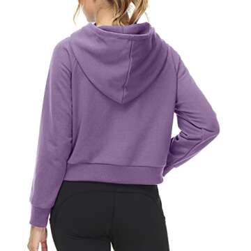 KESSER Women's Loose Half Zip Hoodie Long Sleeve Pullover Sweatshirts Casual Solid Hooded with Pockets (purple, XL)
