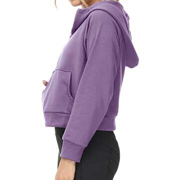 KESSER Women's Loose Half Zip Hoodie Long Sleeve Pullover Sweatshirts Casual Solid Hooded with Pockets (purple, XL)