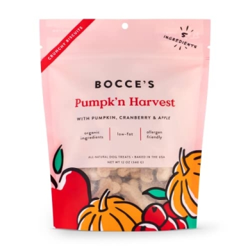 Bocce's Bakery All-Natural Organic Dog Treats - Pumpkin & Cranberry Biscuits, 12 oz