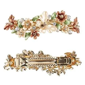 Fancy Floral Rhinestone Hair Clips Pack for Women
