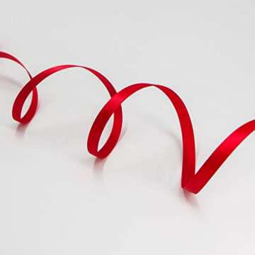 Ribbli 3 Rolls Double Faced Satin Red Craft Ribbon,Total 30 Yards,(1/4 Inch x 10-Yard,5/8 Inch x 10-Yard,1 Inch x 10-Yard),Use for Bows Bouquet,Wreath,Gift Wrapping,Christmas Decoration