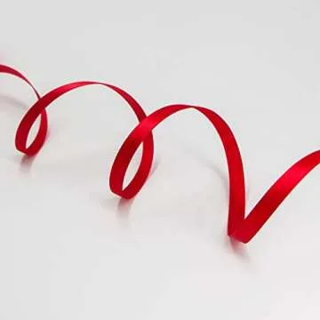 Ribbli 3 Rolls Double Faced Satin Red Craft Ribbon,Total 30 Yards,(1/4 Inch x 10-Yard,5/8 Inch x 10-Yard,1 Inch x 10-Yard),Use for Bows Bouquet,Wreath,Gift Wrapping,Christmas Decoration