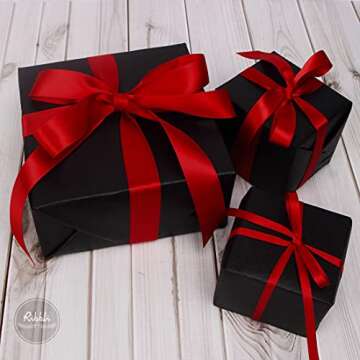 Ribbli 3 Rolls Double Faced Satin Red Craft Ribbon,Total 30 Yards,(1/4 Inch x 10-Yard,5/8 Inch x 10-Yard,1 Inch x 10-Yard),Use for Bows Bouquet,Wreath,Gift Wrapping,Christmas Decoration