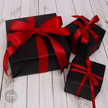 Ribbli 3 Rolls Double Faced Satin Red Craft Ribbon,Total 30 Yards,(1/4 Inch x 10-Yard,5/8 Inch x 10-Yard,1 Inch x 10-Yard),Use for Bows Bouquet,Wreath,Gift Wrapping,Christmas Decoration