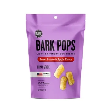 BIXBI Bark Pops - Crunchy Sweet Potato & Apple Dog Treats, 4 oz