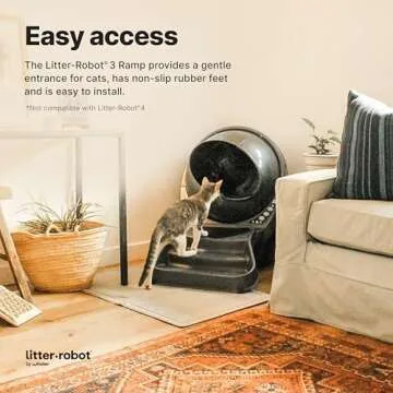 Litter-Robot 3 Ramp by Whisker, Grey Cat Ramp for Litter Box, Custom Fit, Reduces Tracking, Suitable...