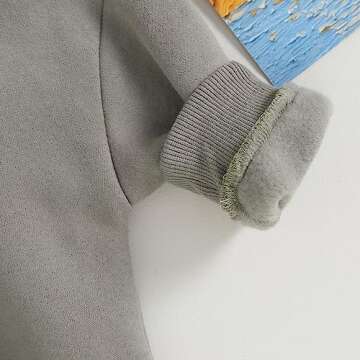 Baby Boy Oversized Sweatshirt Romper Solid Long Sleeve Bubble Little Dude Romper Sweater Onesie Fall Clothes (Grey, 0-3 Months)