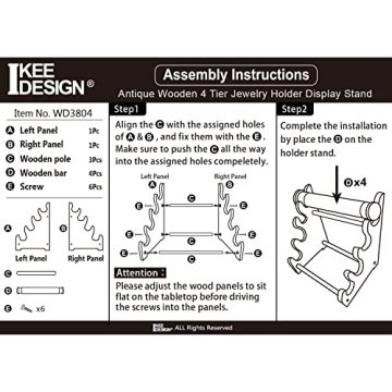 Antique Wooden 4 Tier Bracelet Display Stand for Organizing