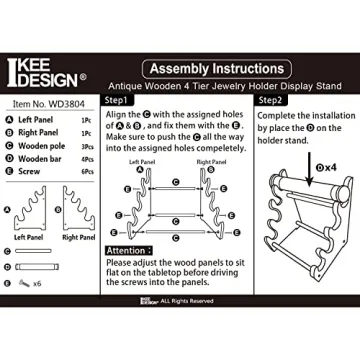 Antique Wooden 4 Tier Bracelet Display Stand for Organizing