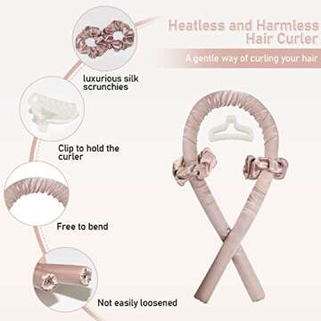 Heatless Curlers For Long Hair, Curling Rod Headband Silk Curls Headband You Can To Sleep In Overnight, Soft Rubber Hair Rollers, Curling Ribbon and Rods for Natural Hair (Light coffee)