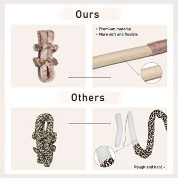 Heatless Curlers For Long Hair, Curling Rod Headband Silk Curls Headband You Can To Sleep In Overnight, Soft Rubber Hair Rollers, Curling Ribbon and Rods for Natural Hair (Light coffee)