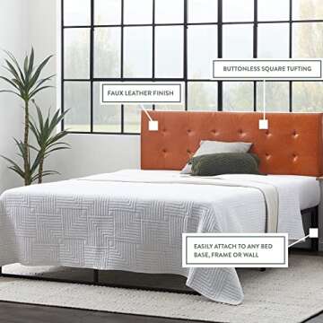 Edenbrook Adjustable Faux Leather Headboard - Modern Design