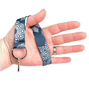 Stylish Buttonsmith Denim Lace Key Chain Lanyard - USA Made
