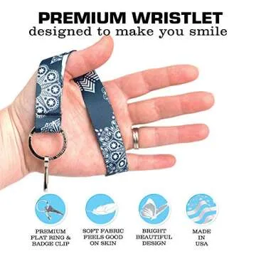 Stylish Buttonsmith Denim Lace Key Chain Lanyard - USA Made