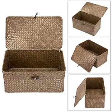 Hipiwe Handwoven Seagrass Storage Basket with Lid