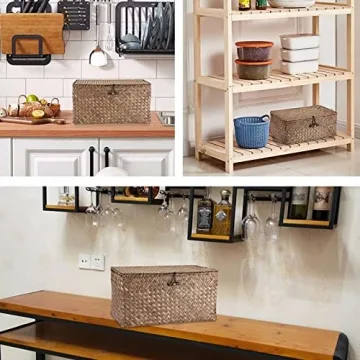 Hipiwe Handwoven Seagrass Storage Basket with Lid