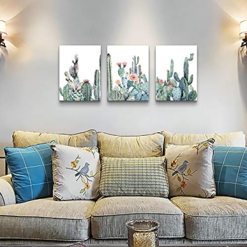 Modern Botanical Canvas Wall Art Set 3 Pieces Ready to Hang